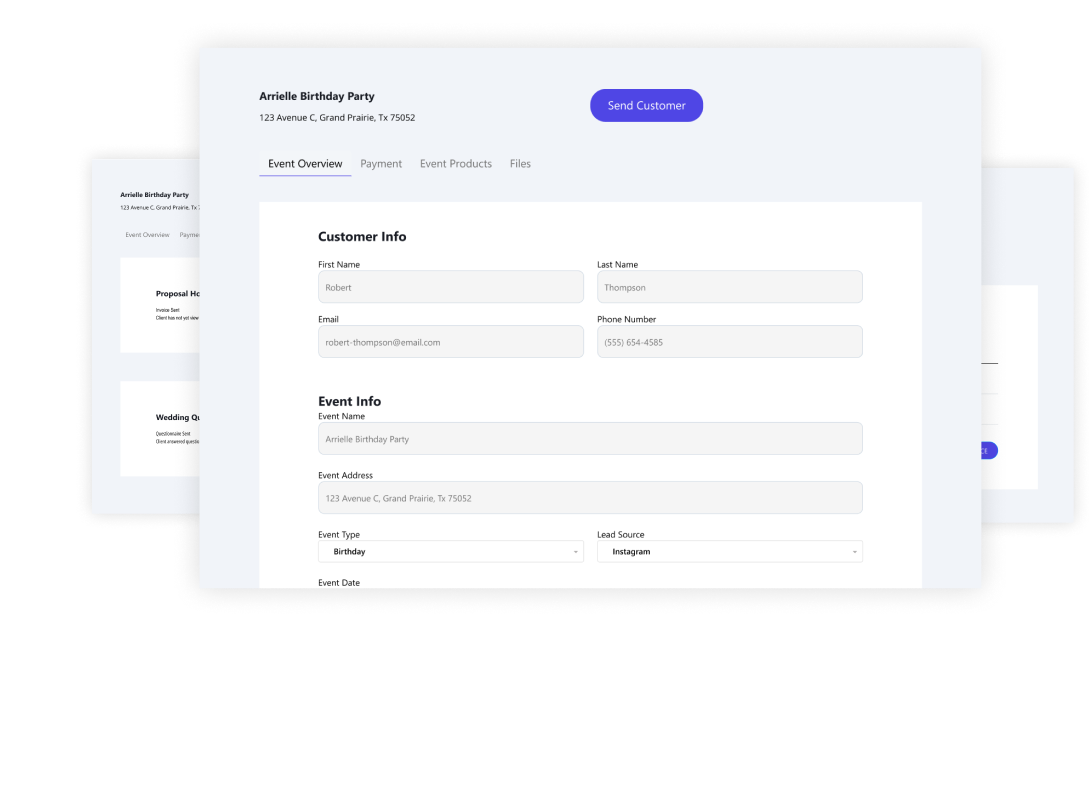 Event Management Customer Info Form (Mobile)