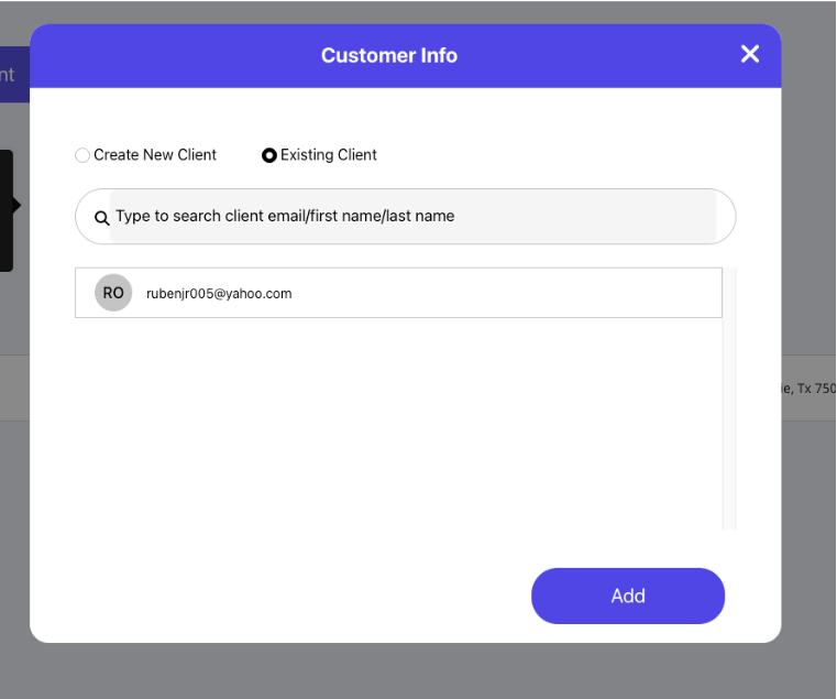 Select Existing Customer