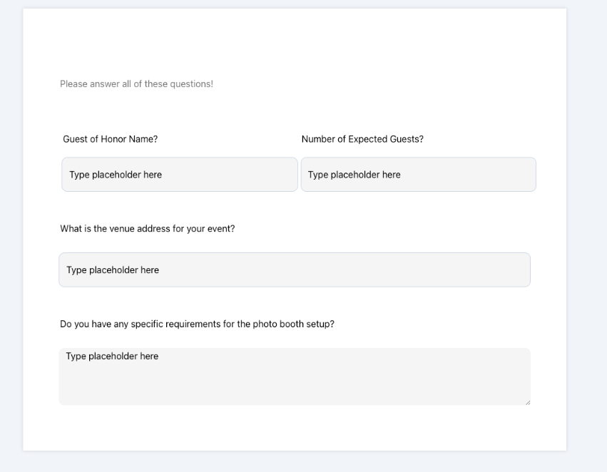 Example Questionnaire Template